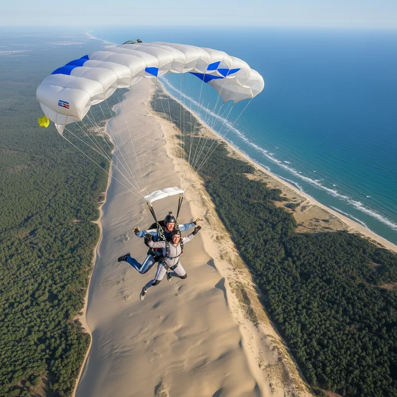 Saut en parachute à Arcachon : prix, tarifs et centres sur le Bassin